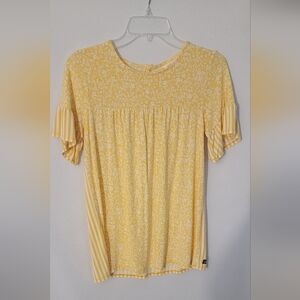 Matilda Jane Womens Yellow Floral Pullover Blouse Size XS